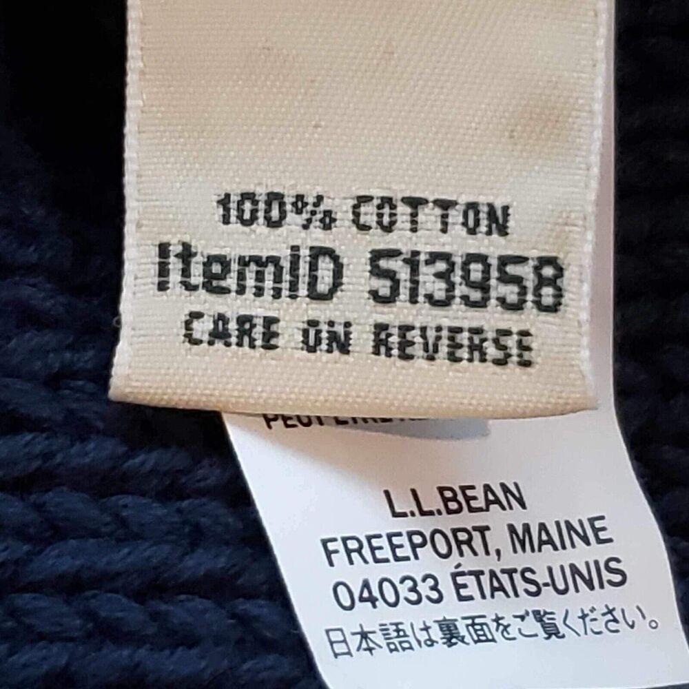L.L. Bean Navy Cable Knit Sweater size large - Picture 4 of 8